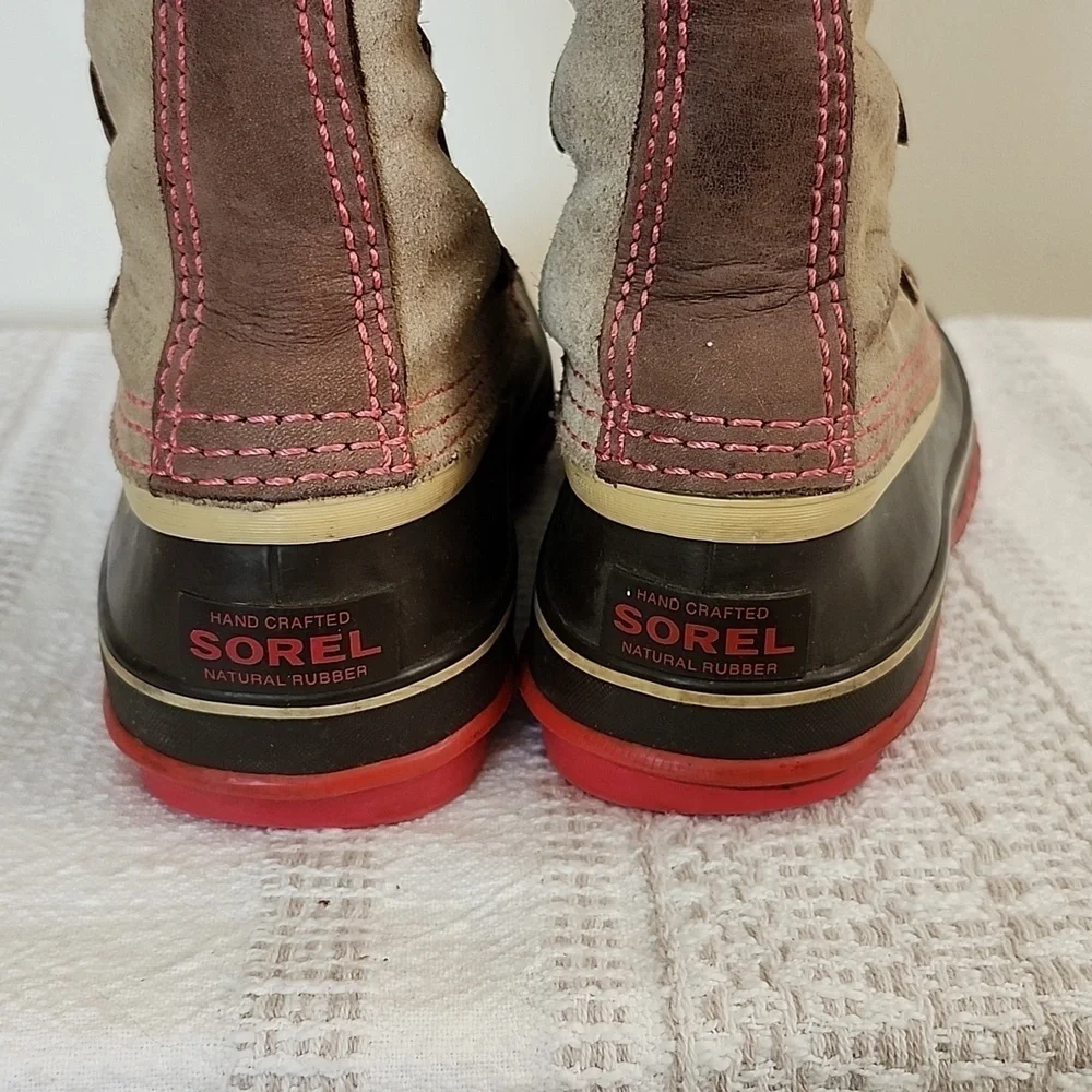 SOREL waterproof faux fur lined boots genuine leather rubber winter boots sz 7
